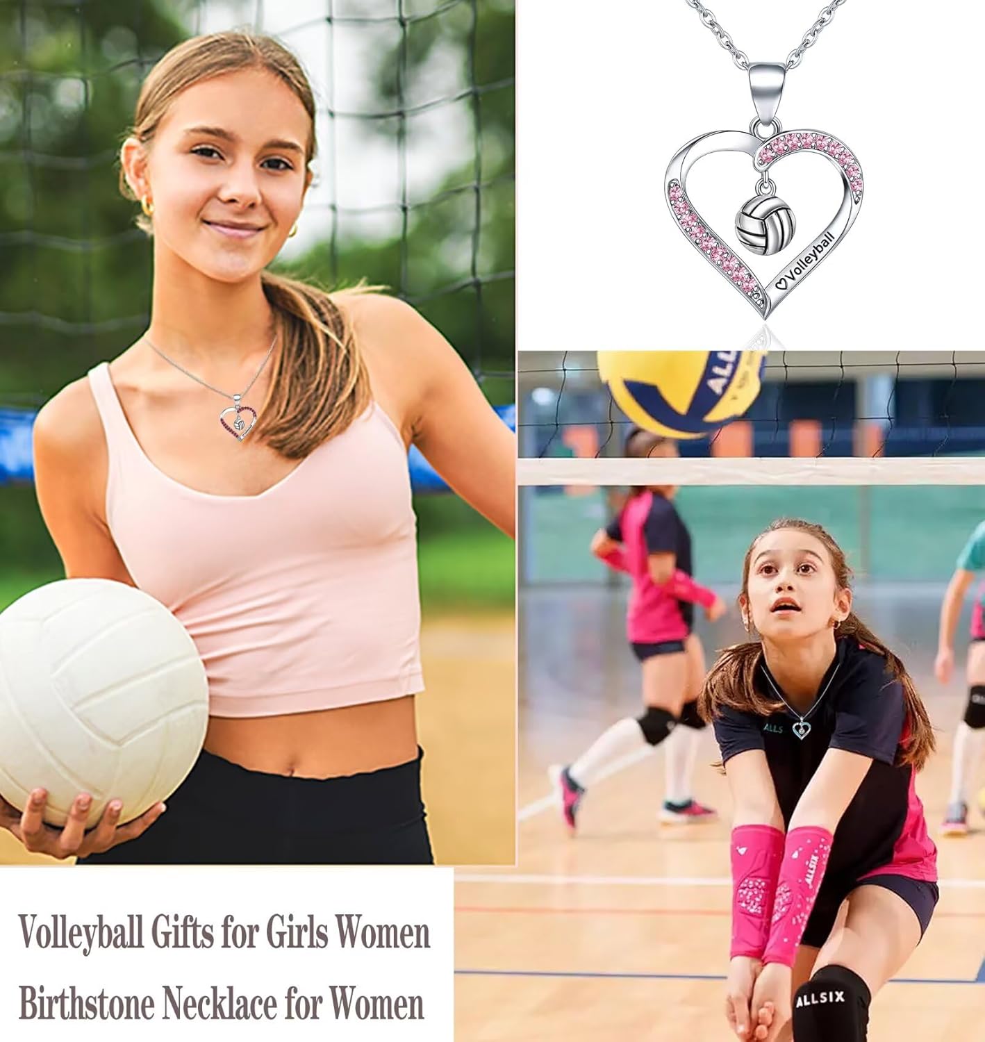 Softball/Volleyball Birthstone Necklace Gifts for Girls Women - Sport Accessories Gifts Jewelry Birthday Gifts for Lovers Team Coach Player Things Items - Image 3