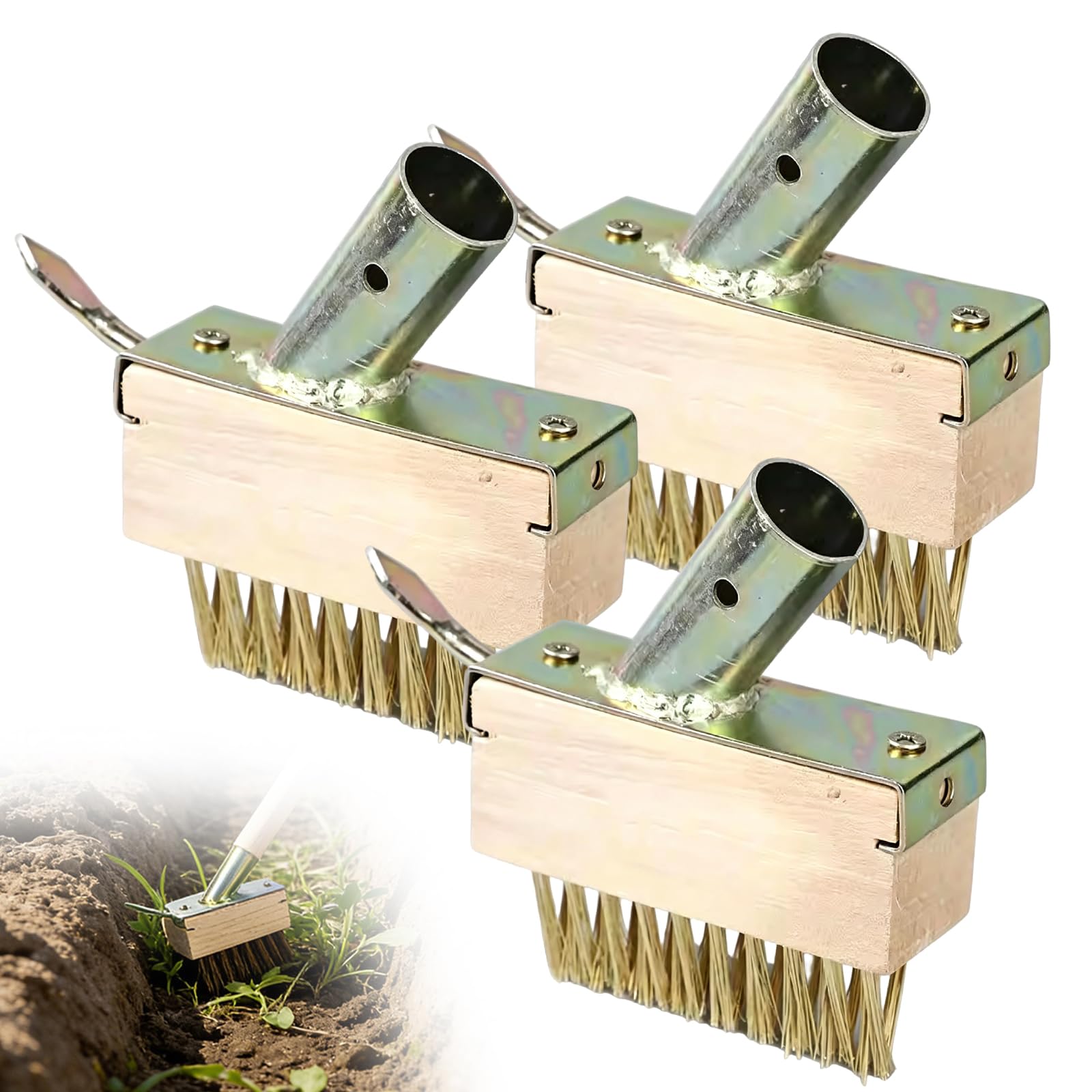 DHSWNNG 3 PCS Weed Control Tool, Block Paving Brush Metal Weed Brush Replacement Tool Garden Weeding Brush Patio Cleaner Moss for Yards Sidewalks