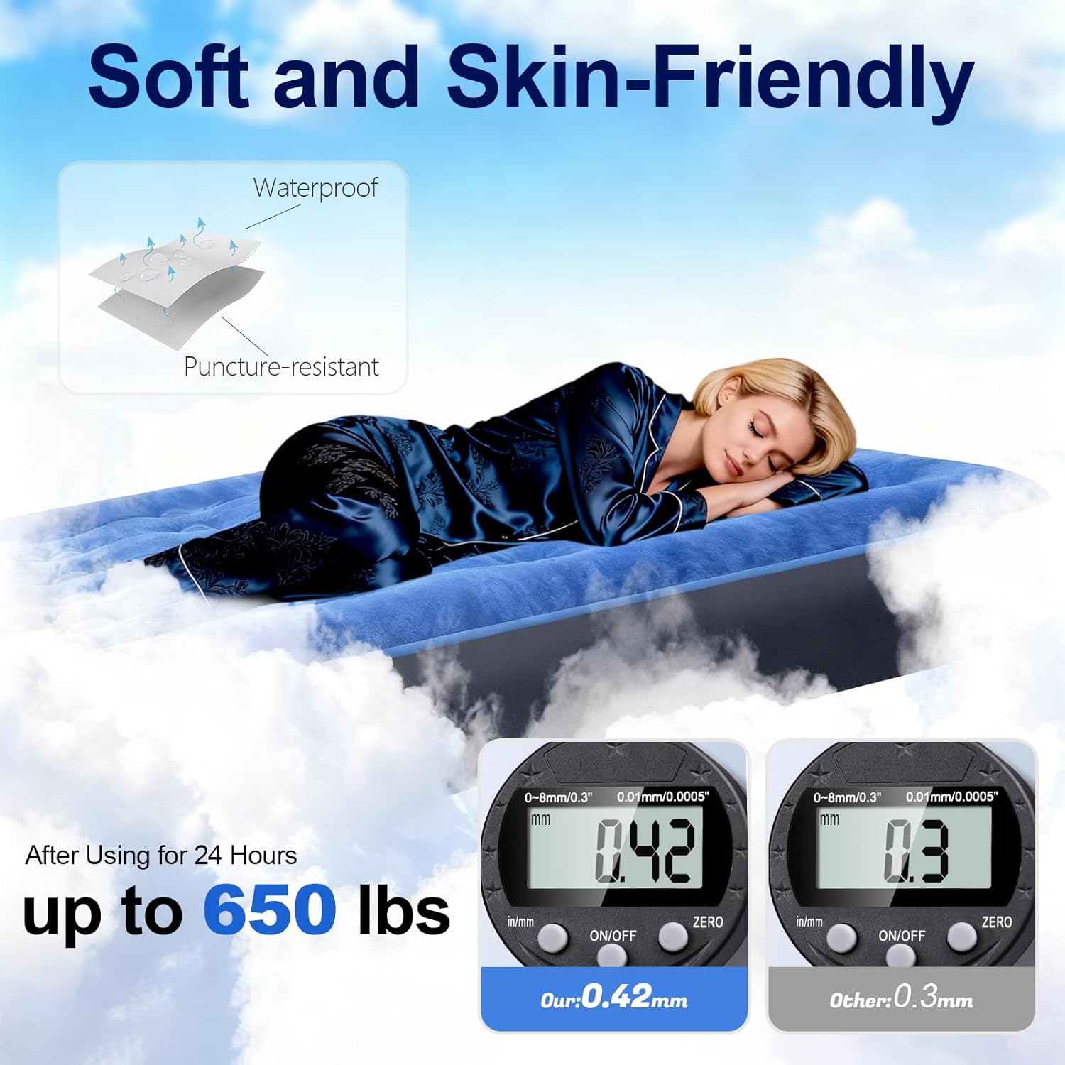 Air Mattress with Built in Pump, Luxurious Comfort Inflatable Mattress,10’’ Blow up Bed for Adults, Blow Up Mattress for Guest, Camping, Home & Travel, Deflate 660 lbs Max