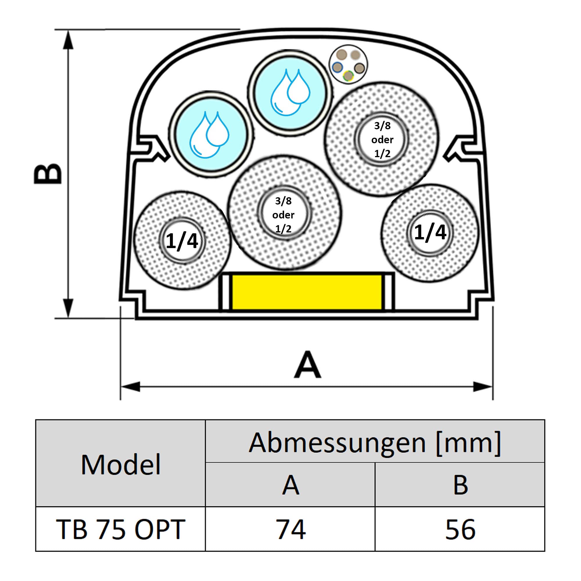 2m Kanal Half-Cover + Libelle (2000x74mm) in weiß - aus Kanalsystem Optima 75 - Opt für Klimaanlagen/Wärmepumpen