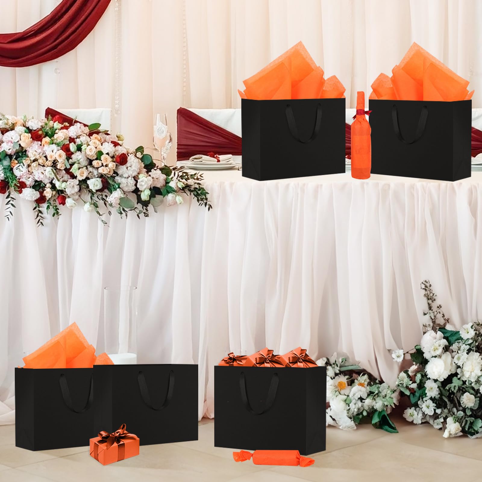 EUSOAR Geschenktüte Schwarze Gross - 250gsm Papiertüten mit Henkel Extra Groß - 20 stück XL 40x30x15cm Kraftpapier Schwarz Papier Tüten Set - Quadrat Geschenk Tüte Papiertragetasche Einkaufstüten