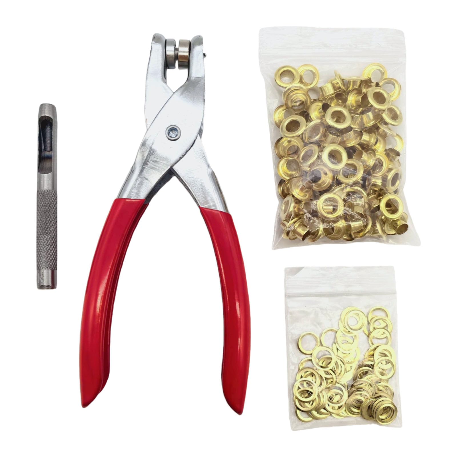 Bbajszx 100Pcs Heavy Duty 6mm Metal Eyelet Attachments with Hole Puncher and Installation Pliers for Clothing Belt Bag Making Handcraft Eyelets Equipment