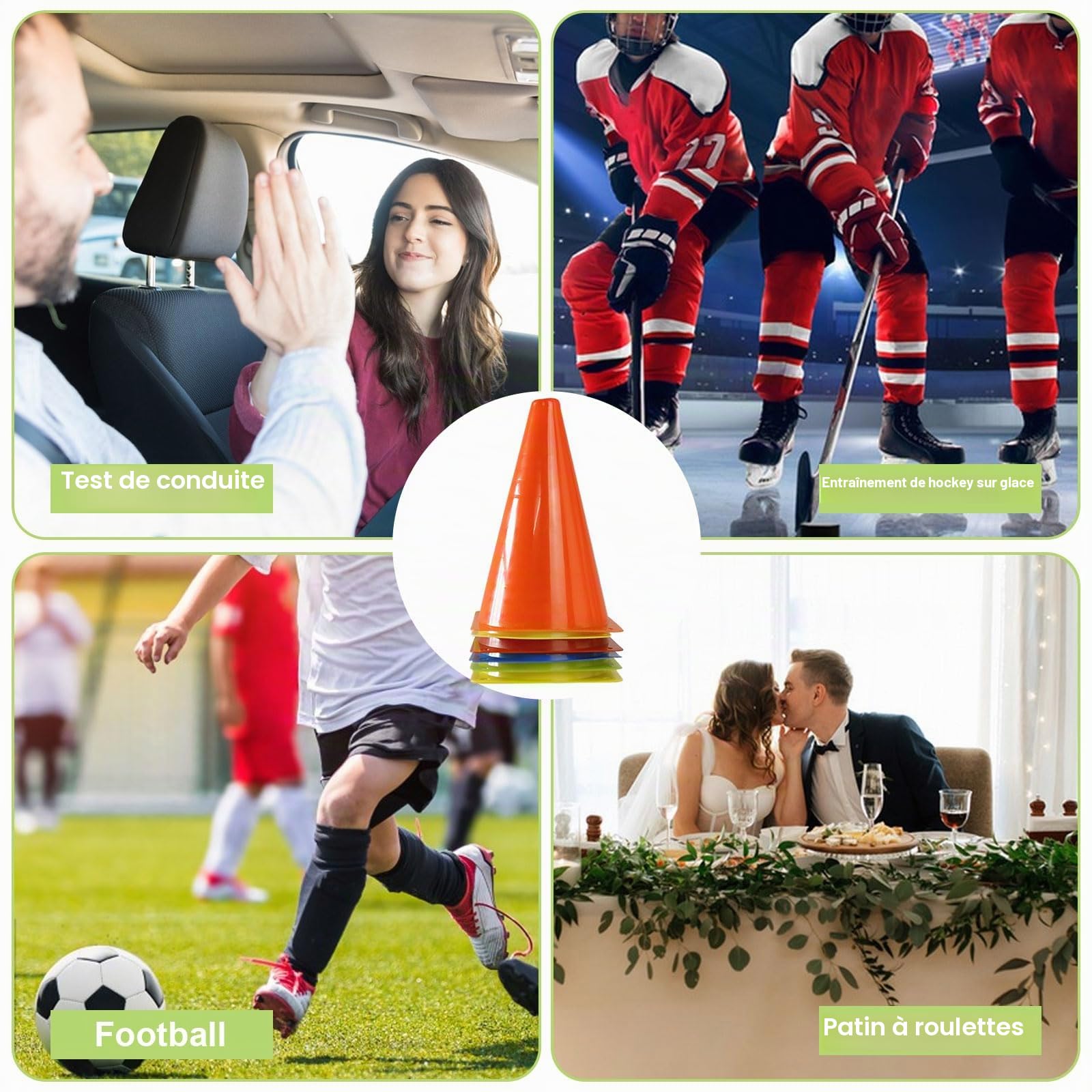 12 Pcs Cônes de Signalisation, 17,5cm Cônes d'Entraînement | 6 Couleurs | Plot Sport, Plot Football Entrainement pour Sport, Jeux, Barrières de Football, Parcours Obstacles à Vélo, Enfants, Chiens