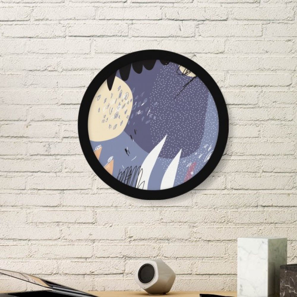 Cadre photo rond en bois noir avec motif de plantes violettes DIYthinker Small
