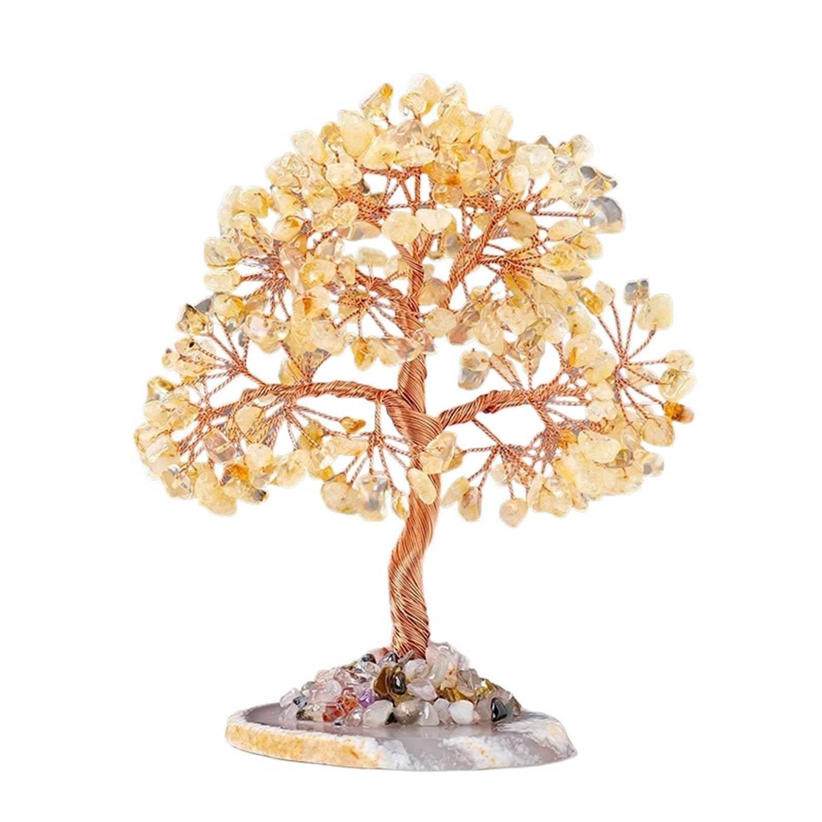 Dazhua Natural Amethyst And Citrine Crystal Tree | Handcrafted Fortune Tree For Decoration(Yellow)