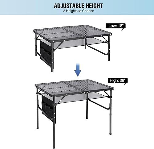 Miniatura 6 de RedSwing - Mesa plegable para parrilla de camping, mesa de soporte de parrilla portátil de aluminio para camping al aire libre, picnic, barbacoa,