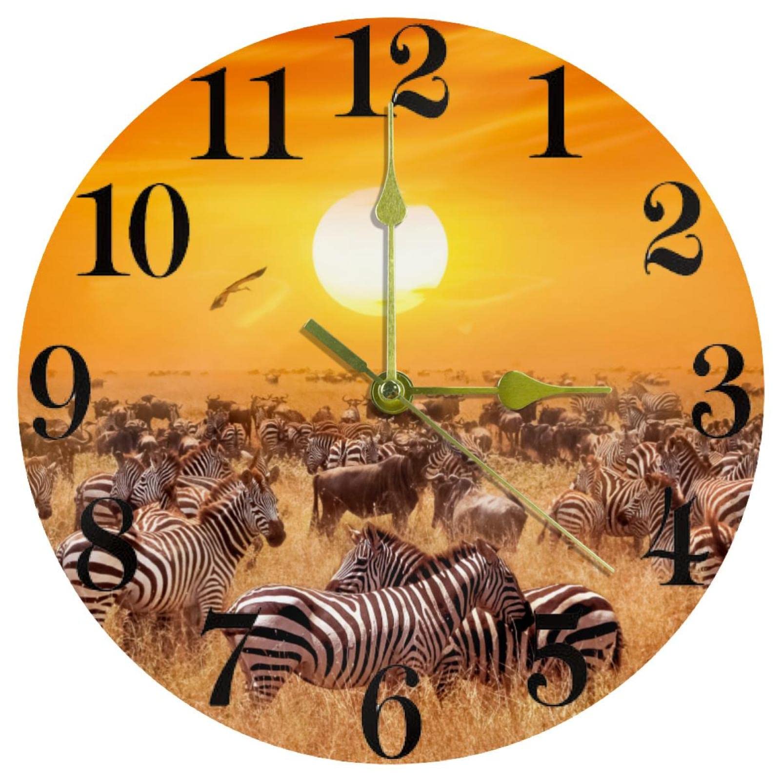Horloge murale zèbre silencieuse 25cm pour éliminer les bruits de tic-tac