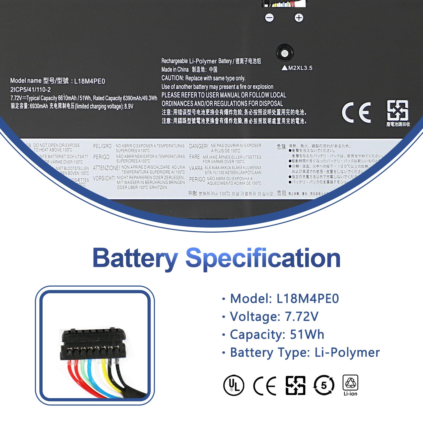 ANTIEE 51WH L18M4PE0 L18L4PE0 Laptop Batterie Replacement Compatible avec Yoga C740-14IML C740-14IML-81TC 81TC(DD19) 81TC002RGE 81TC006VGE Series 5B10W67185 5B10U40210 5B10W67296 7.72V 6610mAh
