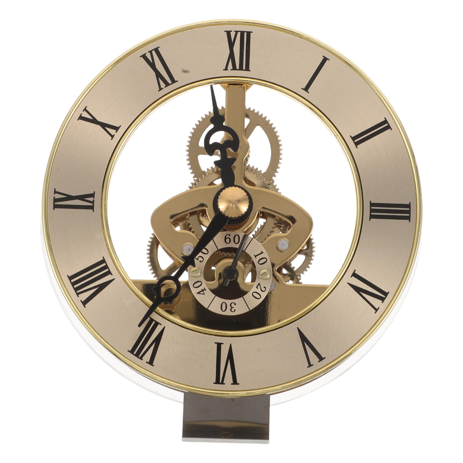 Insert d'horloge squelette doré en métal 80 mm : mécanisme haute précision