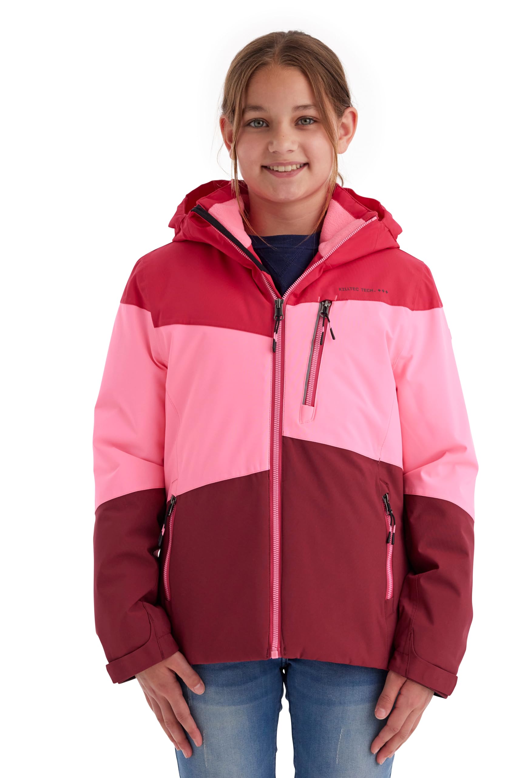 Killtec Mädchen Kow 170 Grls Jckt Funktionsjacke mit Kapuze und Schneefang/Outdoorjacke ist wasserdicht
