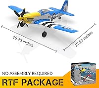 Vista 3 de VOLANTEXRC RC Avión P51D Mustang de 4 canales, avión de control remoto de combate RTF con giroscopio de 6 ejes, 3 modos, fácil de volar, avión