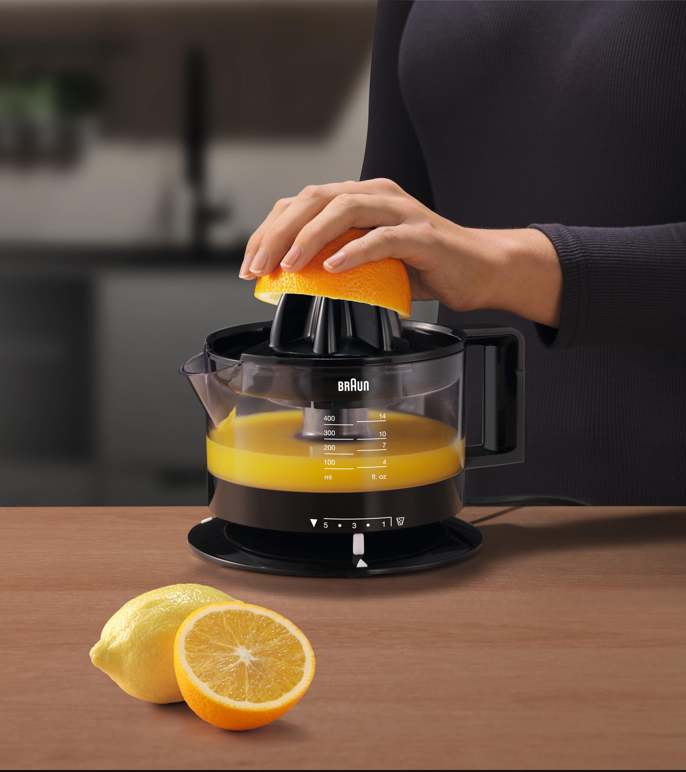 Braun Presse Agrume Electrique CJ3000BK, Jus d'Orange, Citron, Pamplemousse, Bol 350 ml, 20 W, Blanc