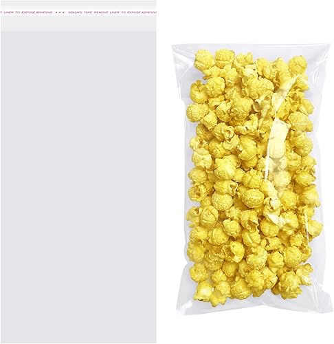 Miniatura 10 de Bolsas de galletas Morepack para regalos, bolsas de celofán con cierre autoadhesivo de 4x4 pulgadas, bolsas de celofán transparentes resellables