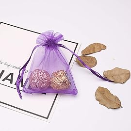 Akstore 100Pcs 2.8x3.6(7x9cm) Sheer Drawstring Organza Jewelry Pouches Wedding Party Christmas Favor Gift Bags (Purple)