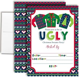 Amanda Creation Ugly Sweater Invitations 8 Pack