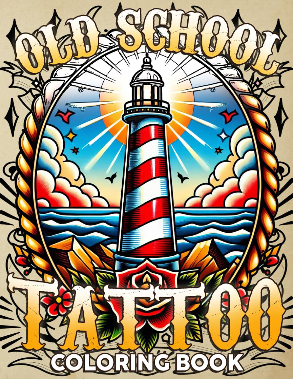 Amazon | Old School Tattoo Coloring Book: Inked Serenity Coloring Pages ...