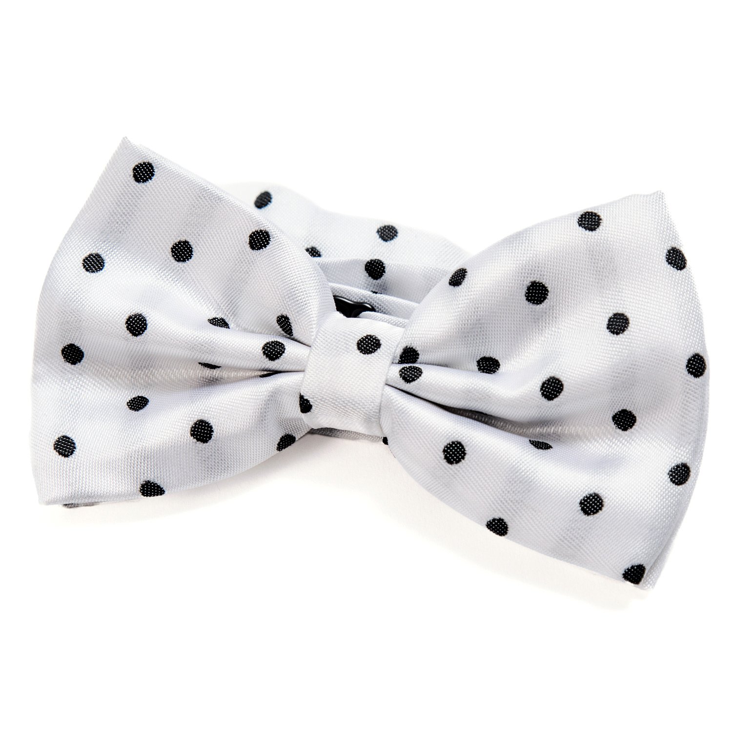 DonDon mens bow tie Polka Dots pre-tied handmade and adjustable white