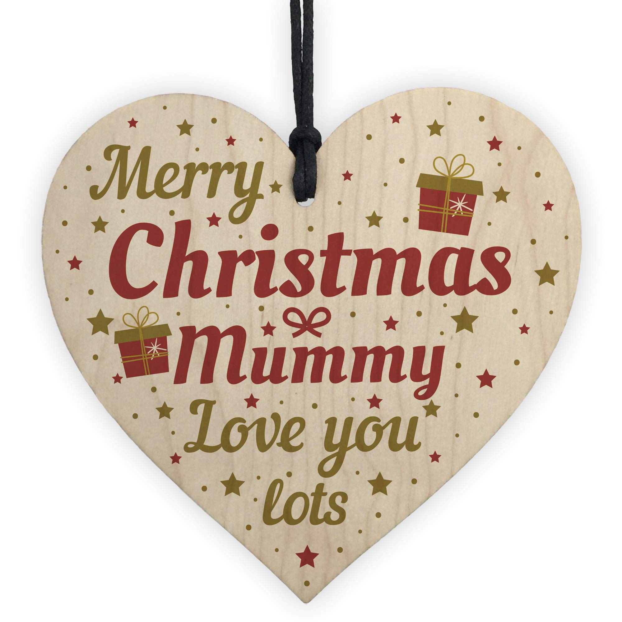 RED OCEAN For Mum Mummy Wooden Heart Christmas Tree Baubles Wonderful Unique Gifts For Mum Presents From Son or Daughter Handmade Plaque Bauble