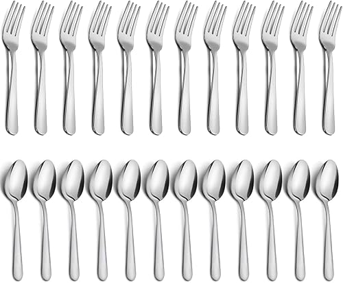 Juego de cubiertos de 72 piezas, tenedores y cucharas de acero inoxidable, juego de vajilla duradera para el hogar, cocina y restaurante, apto para