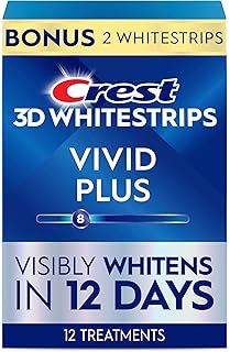 Crest 3D Whitestrips Vivid Plus, Teeth Whitening Strip Kit, 10 Treatments + 2 Bonus Treatments (Each with 1 Upper/1 Lower ...