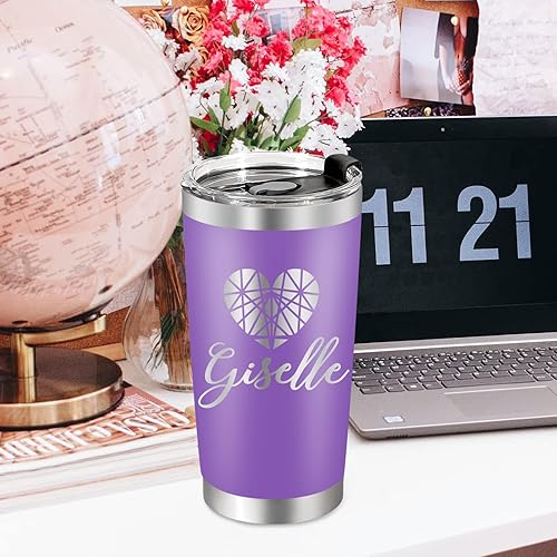 Miniatura 6 de Vaso personalizado con grabado láser, vasos de café personalizados con tapas y pajitas, vaso de viaje de acero inoxidable de 20 onzas, regalo