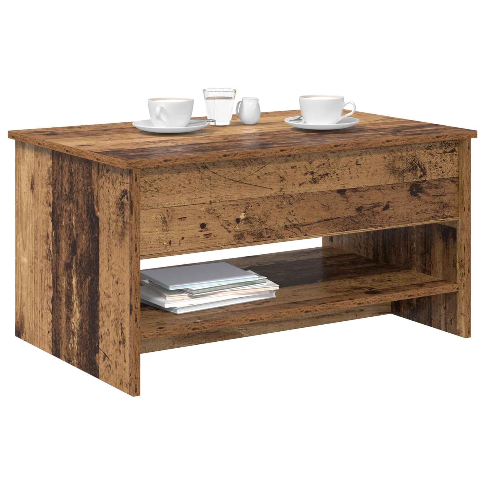 SYDE Table basse en bois 80 cm, étagère pour salon