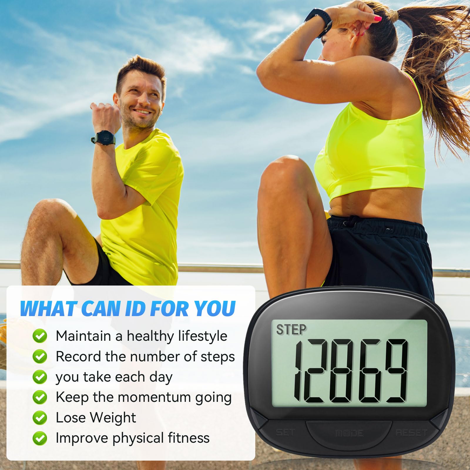 Präziser 3D-Schrittzähler, Mini-Schrittzähler zum Gehen oder Laufen, Wandern im Freien (schwarz) - 4