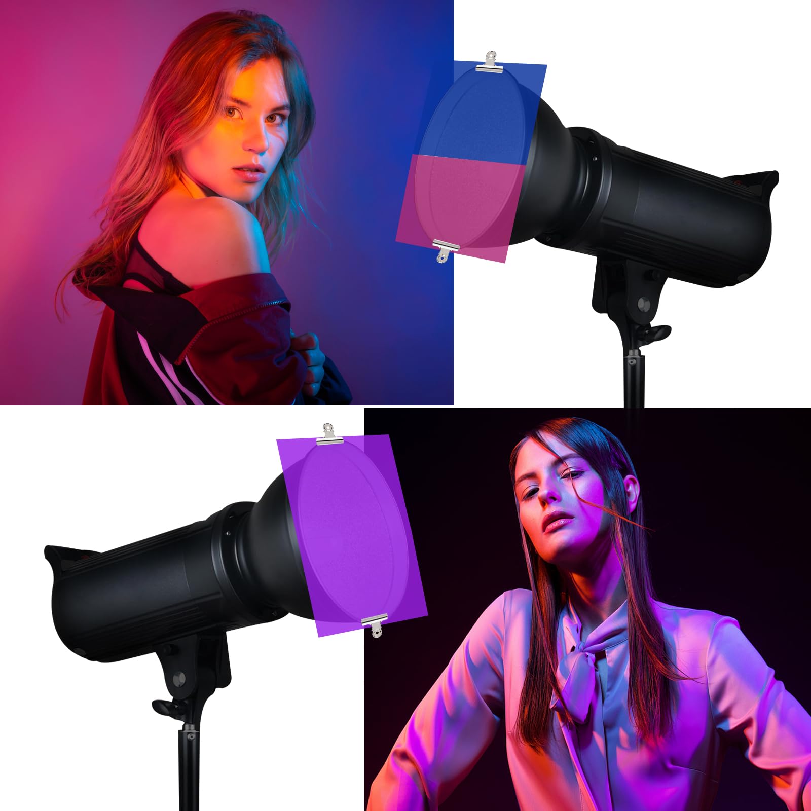 20 sztuk korekcji kolorów żelowych filtrów świetlnych, kolorowych folii żelowych, 10 kolorów, rozmiar A4
