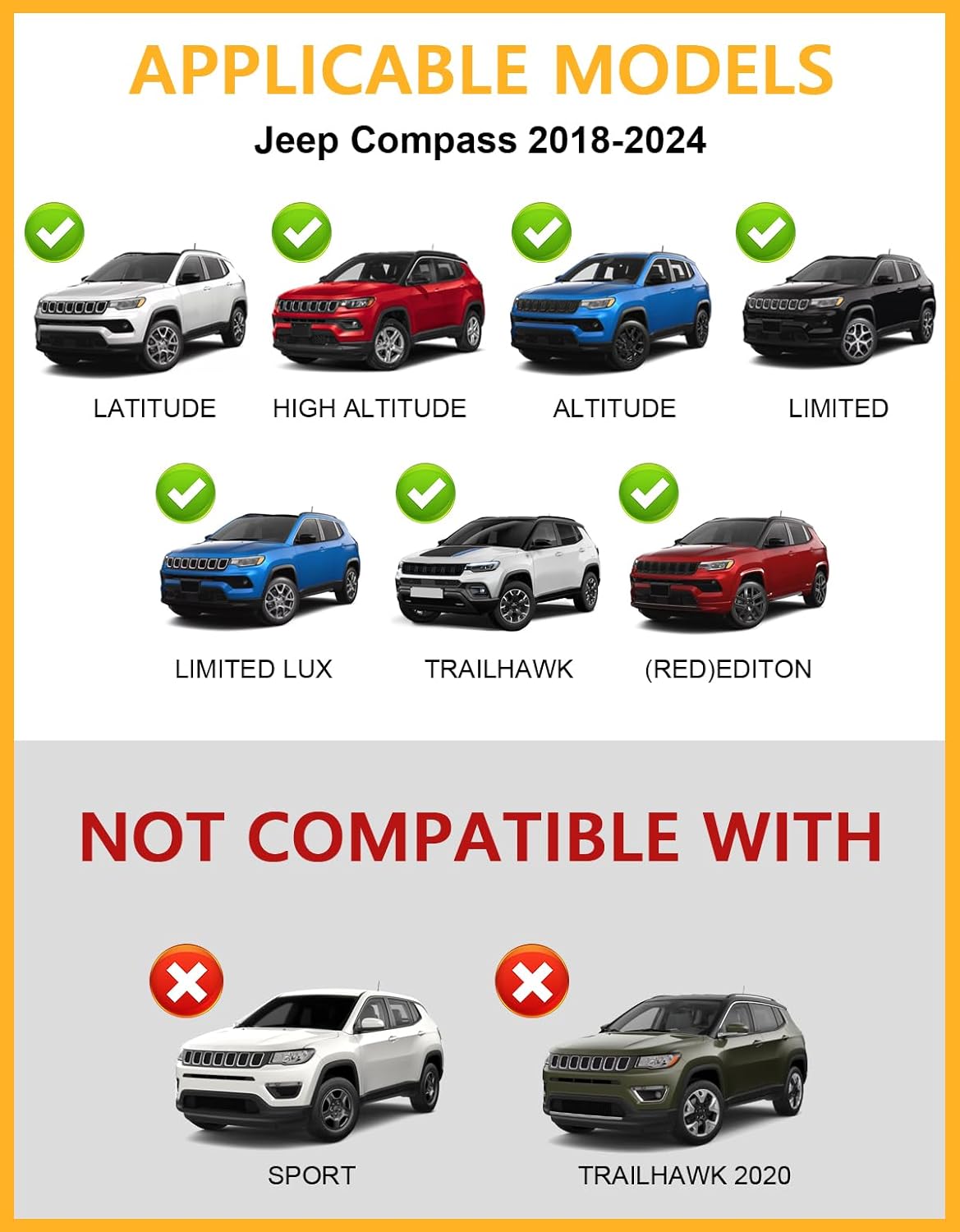 Tuyoung All Aluminum Roof Racks Cross Bars Compatible with Jeep Compass 2018-2026, 260lbs Lockable Heavy Duty Roof Rails Crossbars Rooftop Cargo Basket Carrier Bag Luggage Rails Kayak Canoe Snowboard