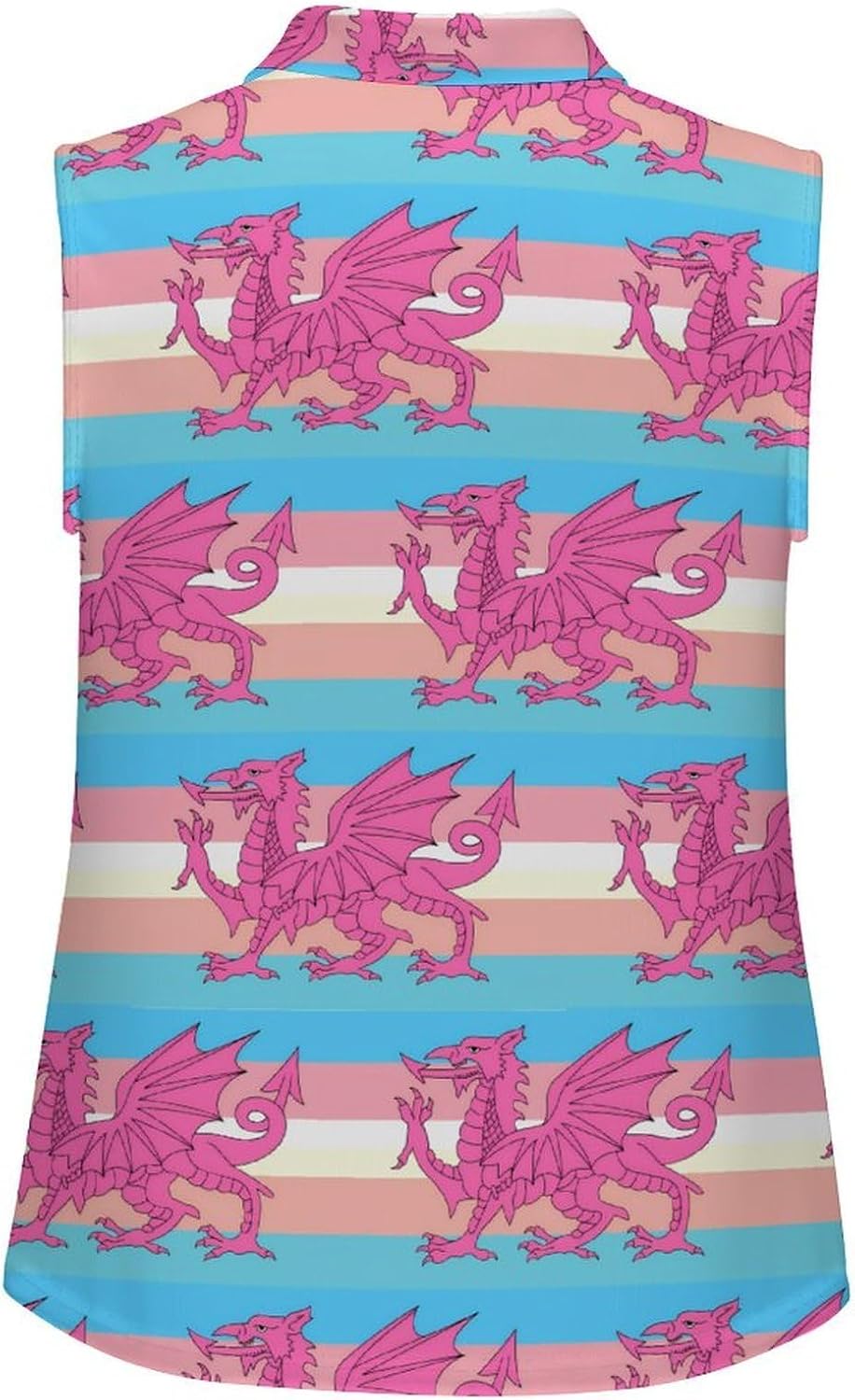 Queer Trans Flag of Welsh Dragon Women Sleeveless Collared Golf Polo Shirt | V Neck Tank Top,Breathable Tennis Shirts