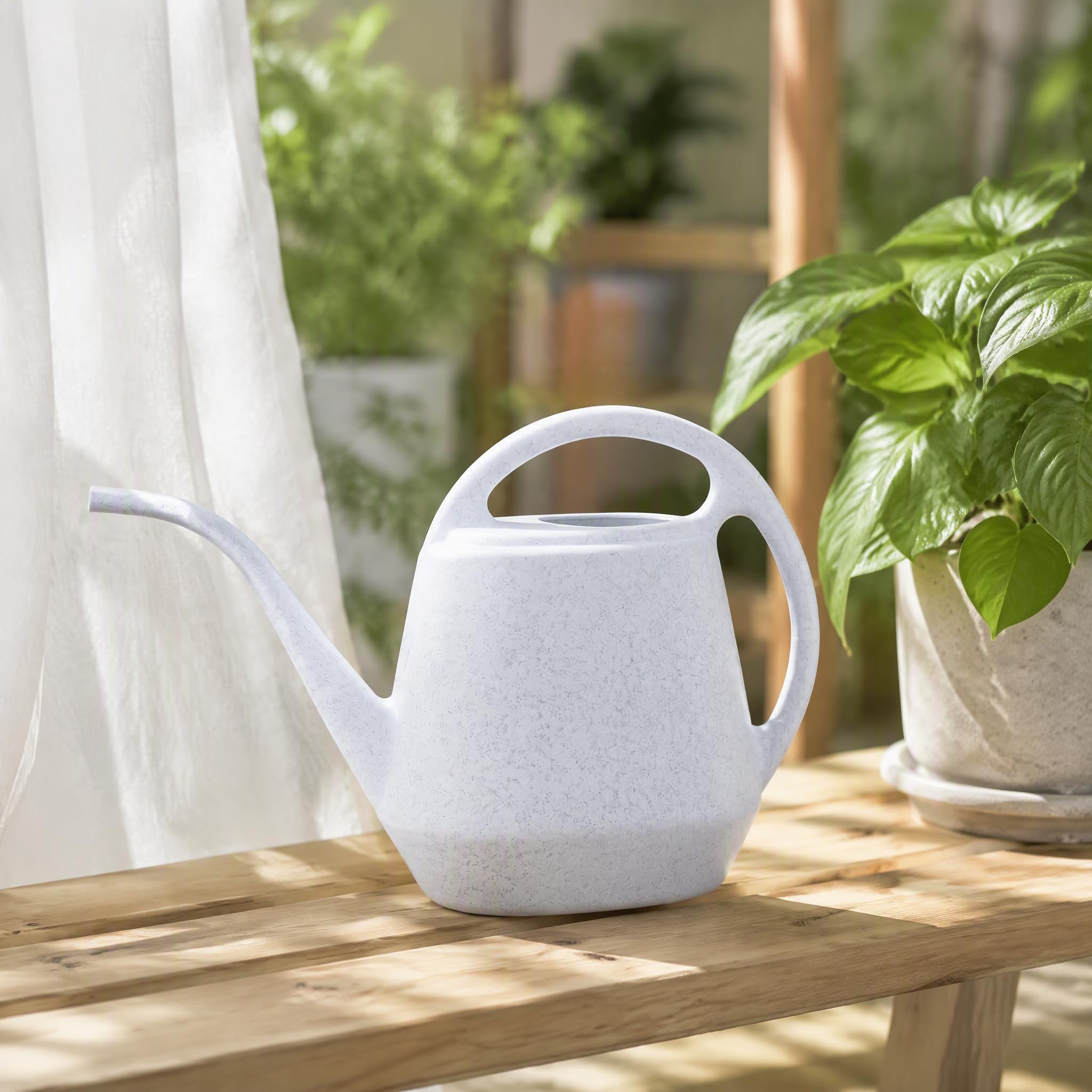 Fasmov Annaffiatoio in plastica leggero da 4 litri per giardino casa fiori bonsai pianta (grigio)