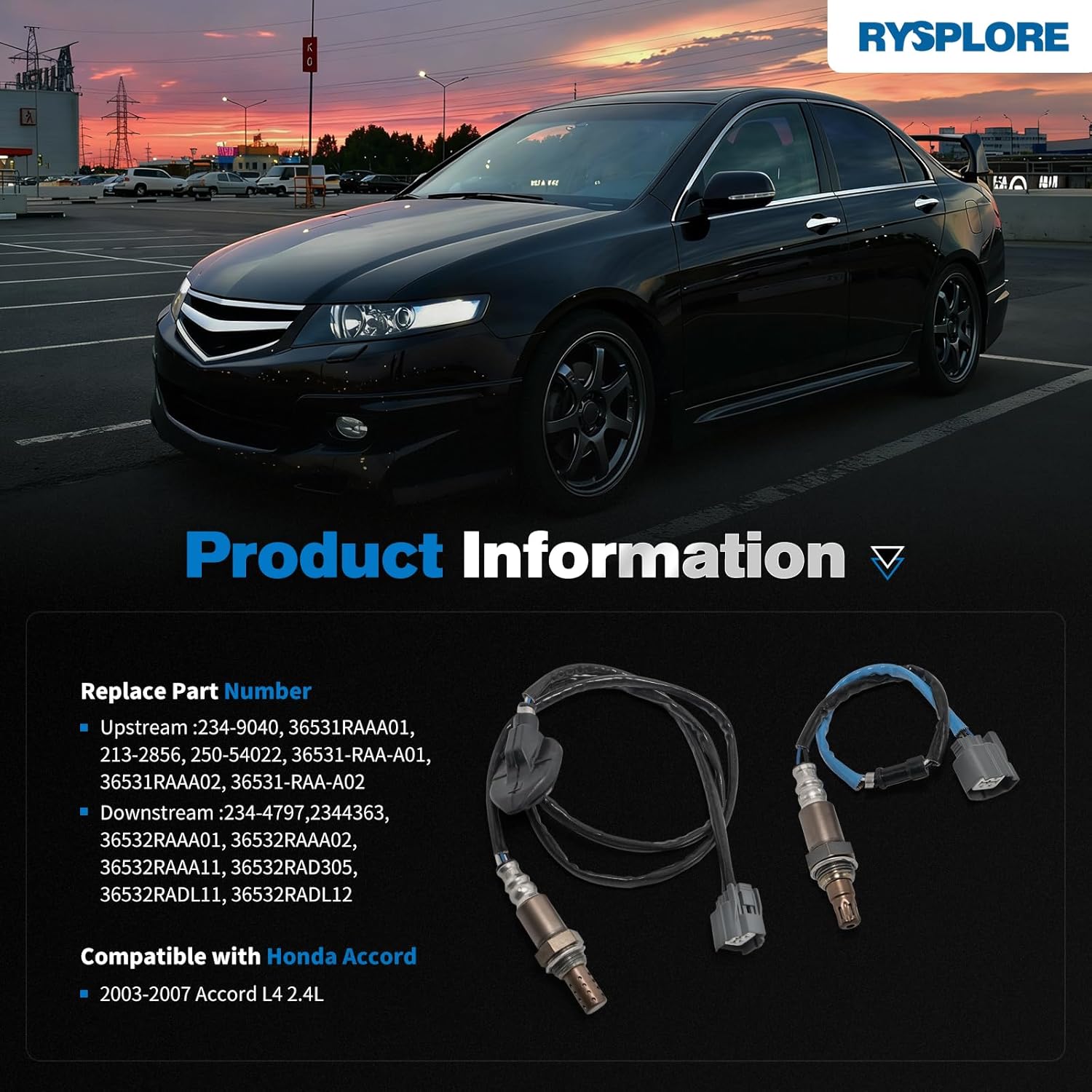 2Pcs o2 Sensor Upstream Downstream Oxygen Sensor Compatible with 2003-2007 Honda Accord #OE 234-4797, 234-9040