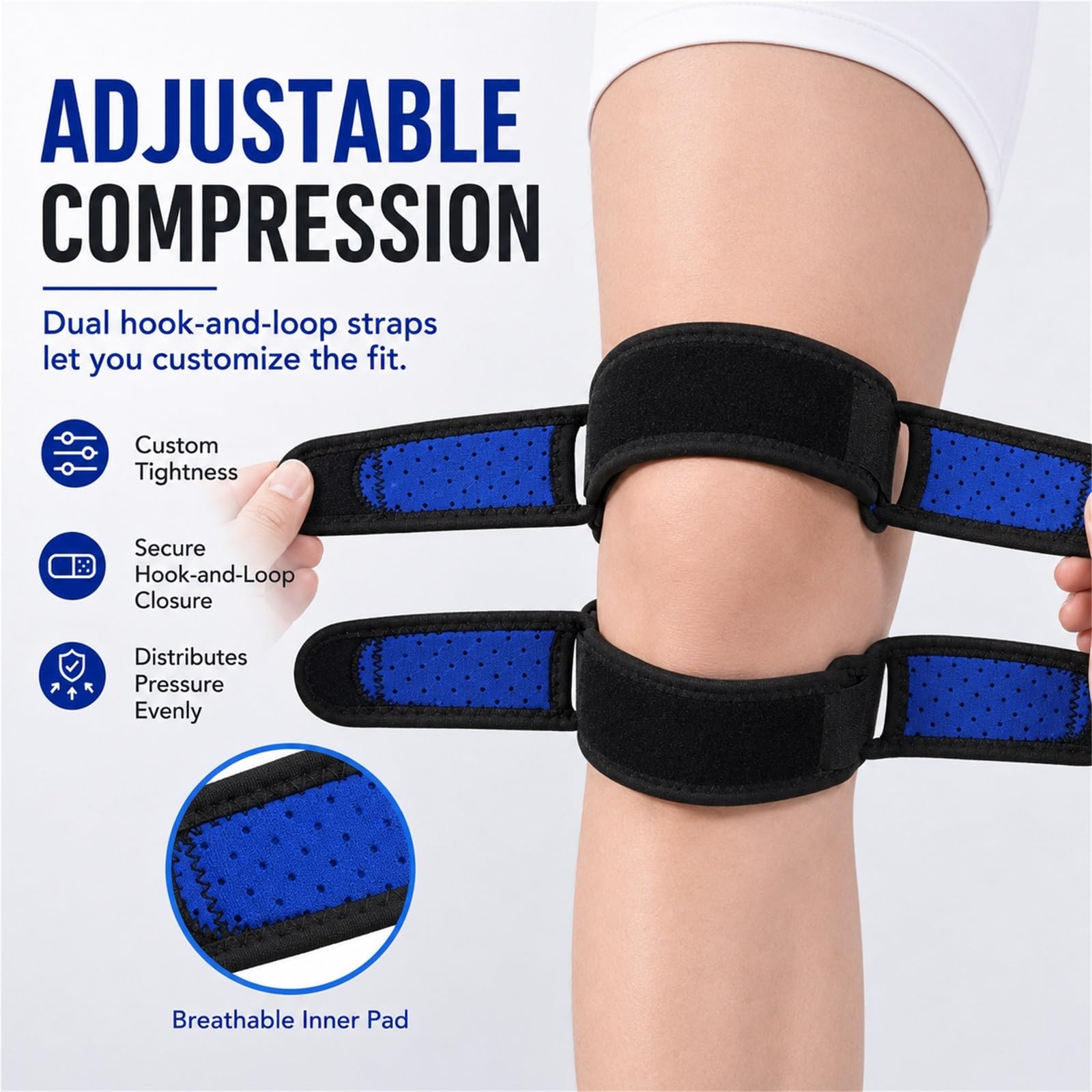 Generisch Kniebandage zur Patellarsehnenunterstützung bei Laufen, Arthritis, Springerknie, verstellbares Neoprenband zur Schmerzlinderung, Sport, Training, Wandern, für Damen und Herren