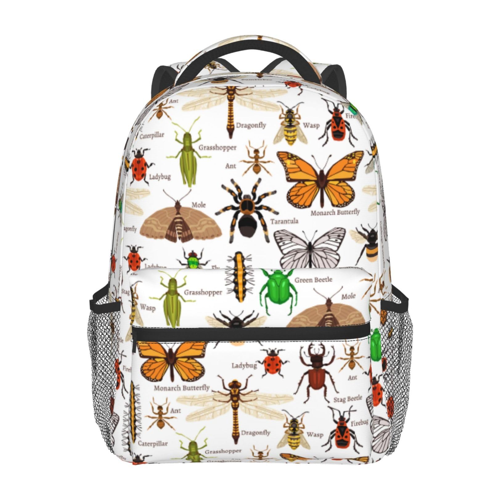 KeiutexeInsects Bugs Backpack With Adjustable Padded Shoulder Straps 17 Inch Daypacks For College Travel