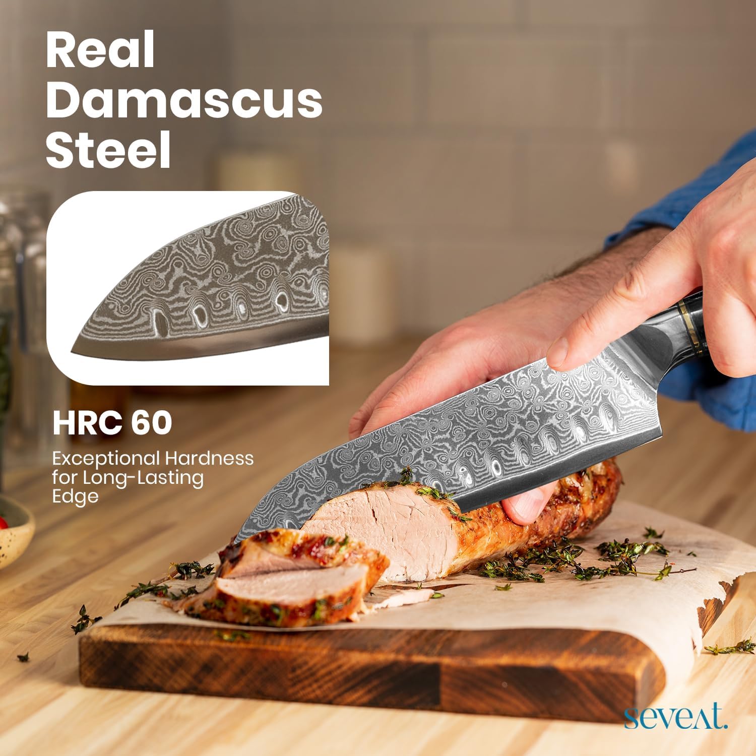 Damascus Kitchen Knife Set | 67-Layer Damascus Steel | Professional Japanese Chef Knife Set | Ergonomic Wood & Resin Handle | Gift Box Included (Black, 5-Piece Set)