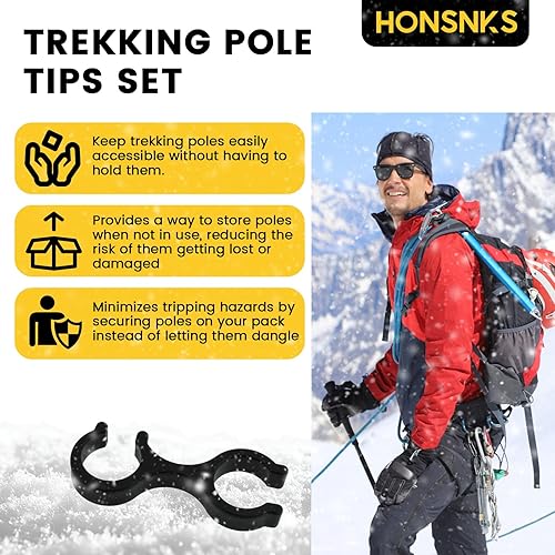 Miniatura 5 de Clips para bastón de senderismo, conector de goma de 8 formas de hebilla de varilla doble, juego de puntas de bastón de senderismo para deportes al