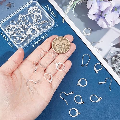 Miniatura 10 de Beebeecraft 1 caja de 50 ganchos para aretes de 5 estilos con agujero de bucle, chapado en oro de 18 quilates, kit de fabricación de aretes con