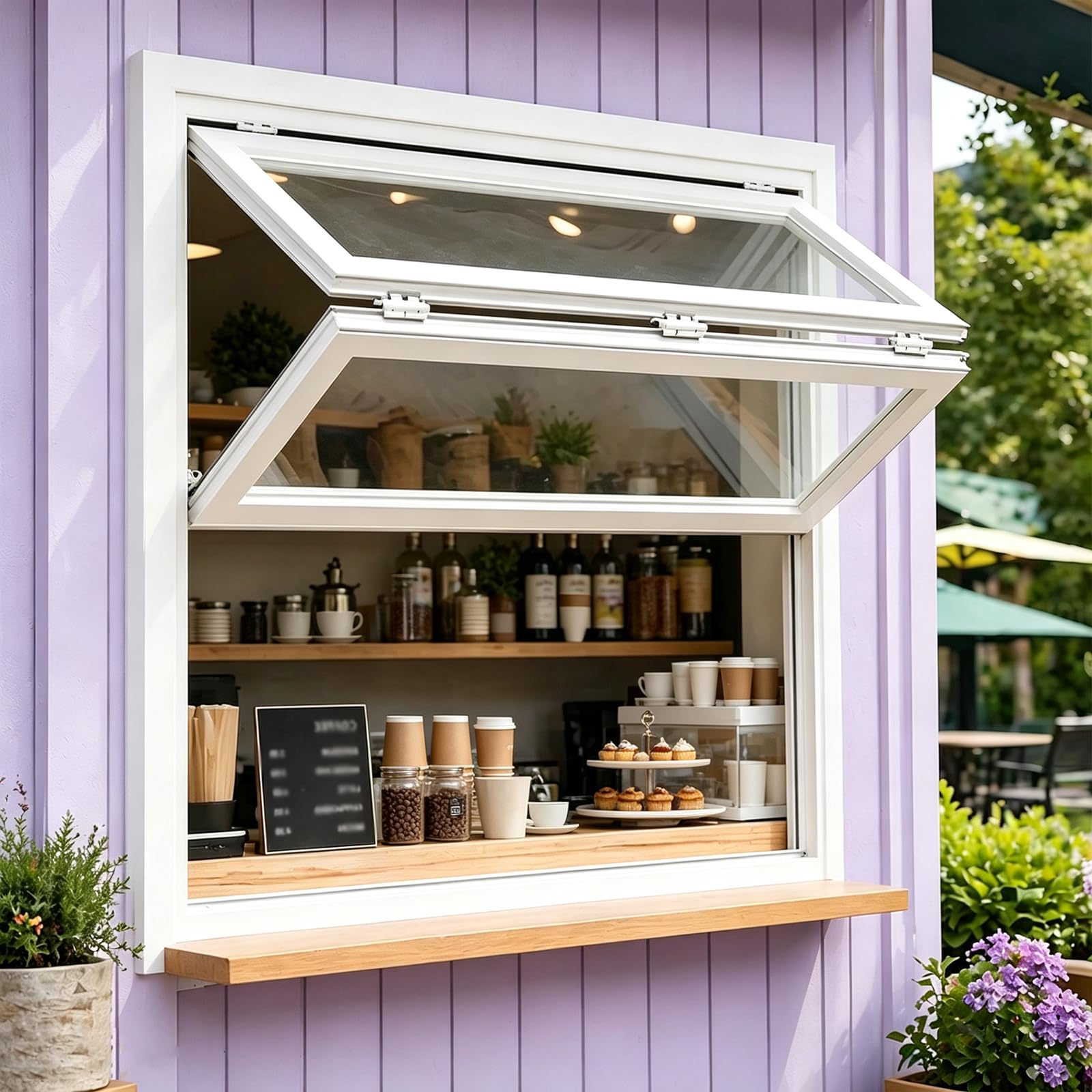 Concession Window, Aluminum Alloy Vertical Folding Sliding Window
