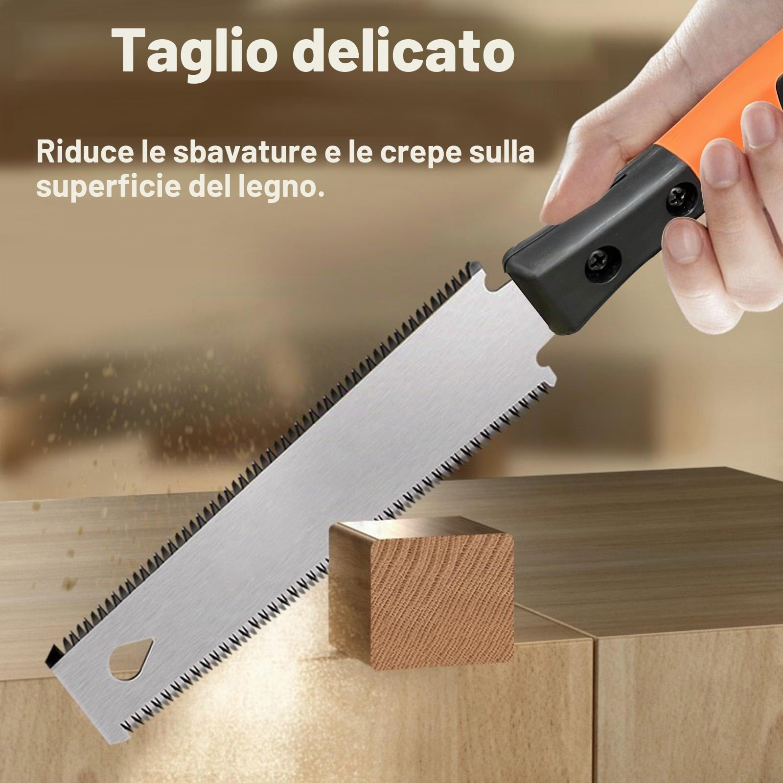 Sega giapponese per Legno, Seghetto Manuale Piccola con Lama a dOppio Taglio, Impugnatura Antiscivolo in Acciaio al Carbonio, Perfetta per Falegnameria e fai da te SURFOU