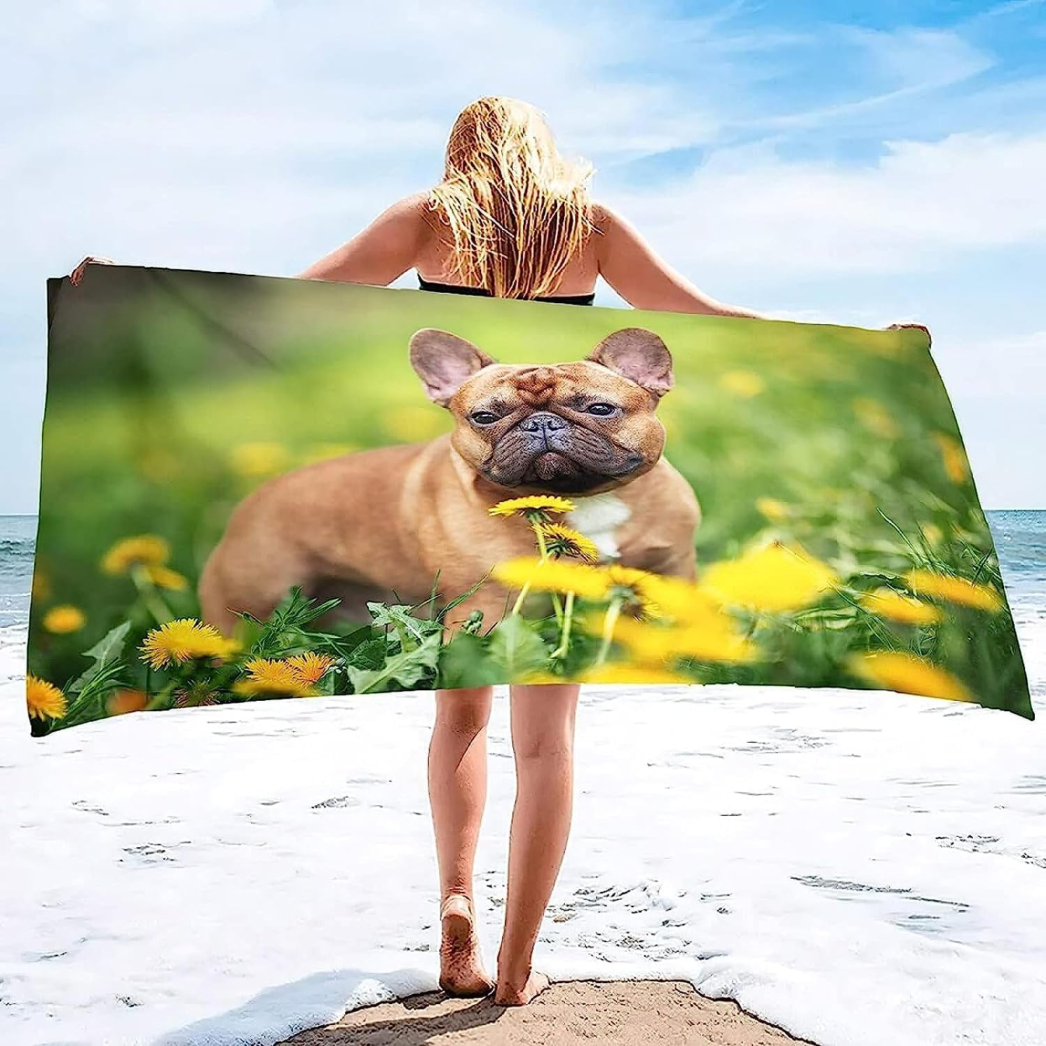 Quick Dry Beach Towel, Extra Large Sand Free Pool Microfiber Animal Bulldog 200 X 200 Cm Beach Towels For Kids And Adults, Lightweight And Absorbent, Absorbent Quick Dry Microfibre Towel, Q-8S0R/G4U