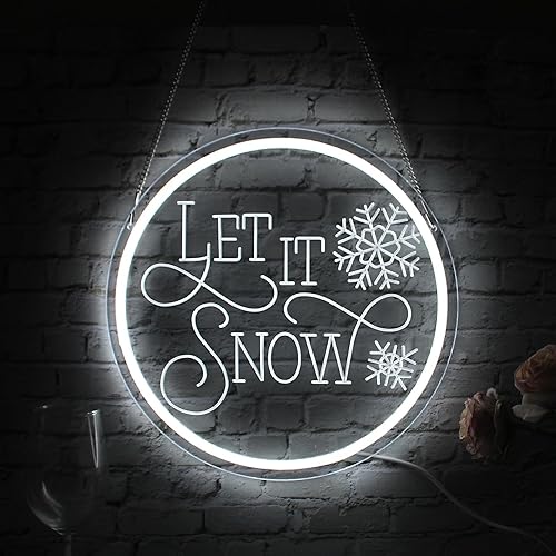 Miniatura 3 de Letrero de neón con texto en inglés "Let It Snow" para decoración de habitación, lámpara de neón de Navidad, luz LED de nieve blanca para habitación