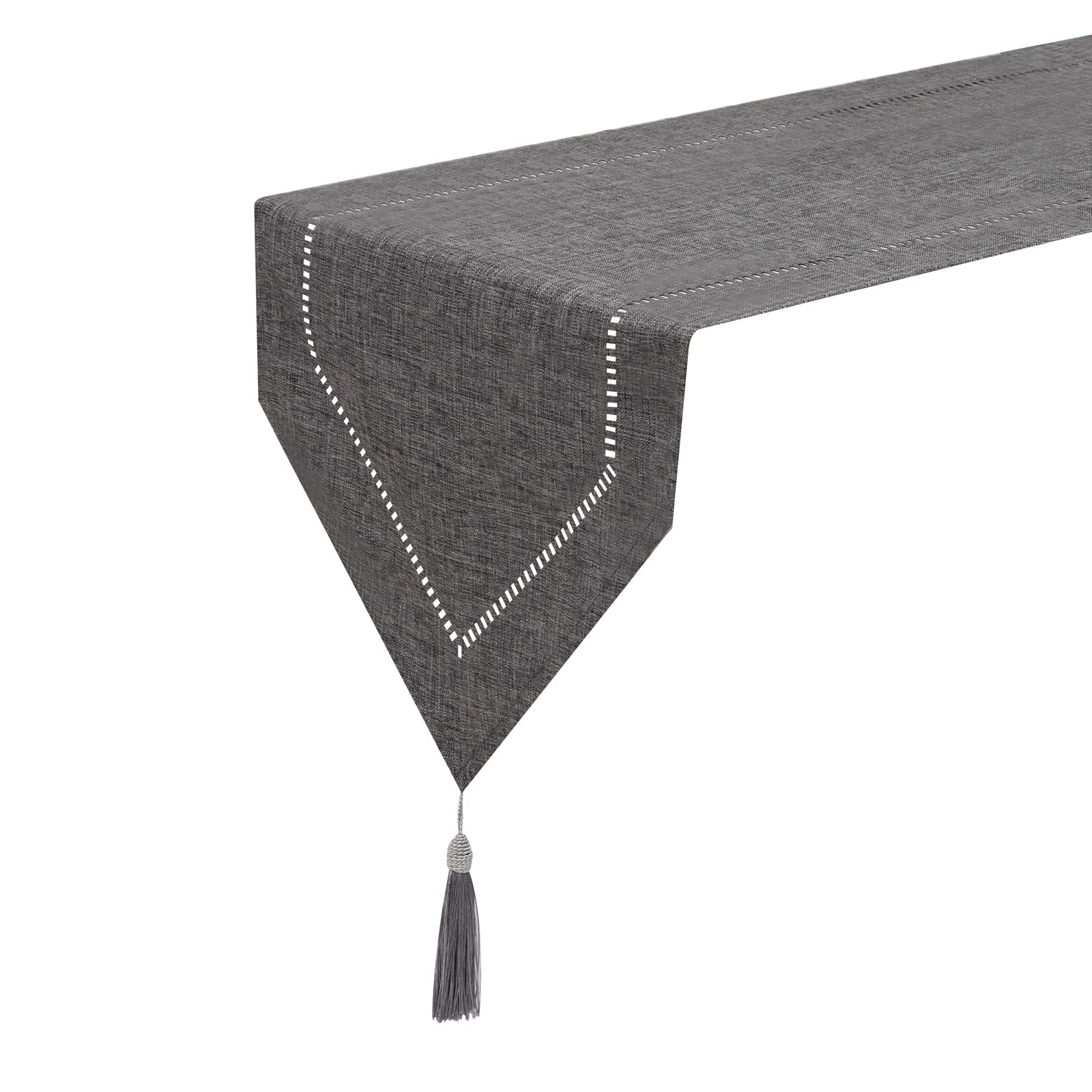 Chemin de table moderne et facile d'entretien - Aspect lin - Gris - 30,5 x 183 cm - Pour table à manger, table basse, restaurant, décoration