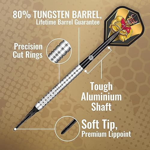 Miniatura 3 de Shot! Dardos de punta suave, Michael Smith Bully Boy Precision (0.63 oz0.71 oz), barril 90% tungsteno, juego de dardos profesionales hechos a mano y