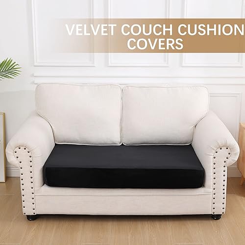 Vista 47 de hyha Fundas de cojín de terciopelo para sofá, fundas elásticas para asiento de sofá modular, en forma de L para sofá seccional, funda de cojín suave
