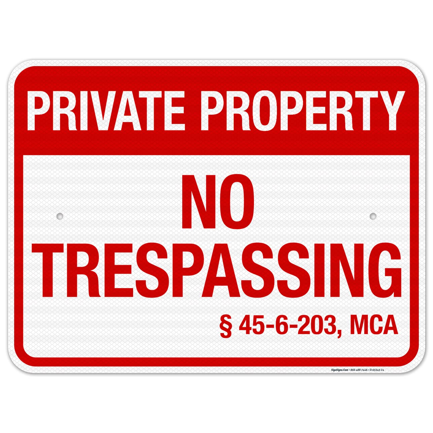 Montana No Trespassing Private Property Sign, 18x24 Inches, Rust Free .063 Aluminum, Fade Resistant, Made in USA