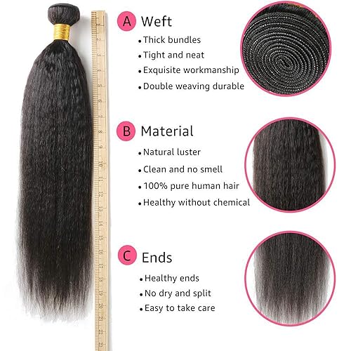 Miniatura 6 de Extensiones de cabello humano lacio Yaki de 18 pulgadas con trama virgen sin procesar