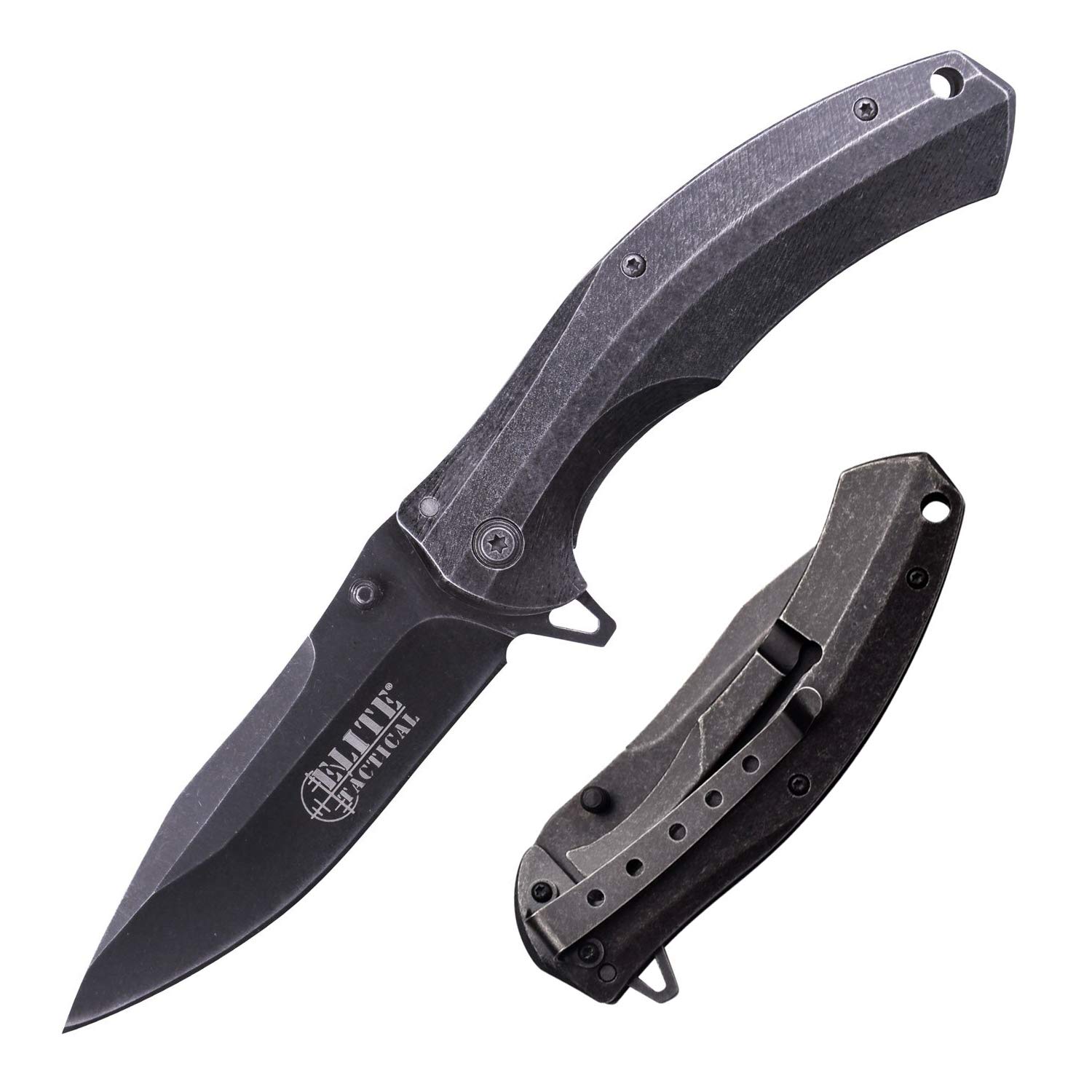 Buy Elite Tactical Folding Pocket Knife Stonewashed Finish Blade
