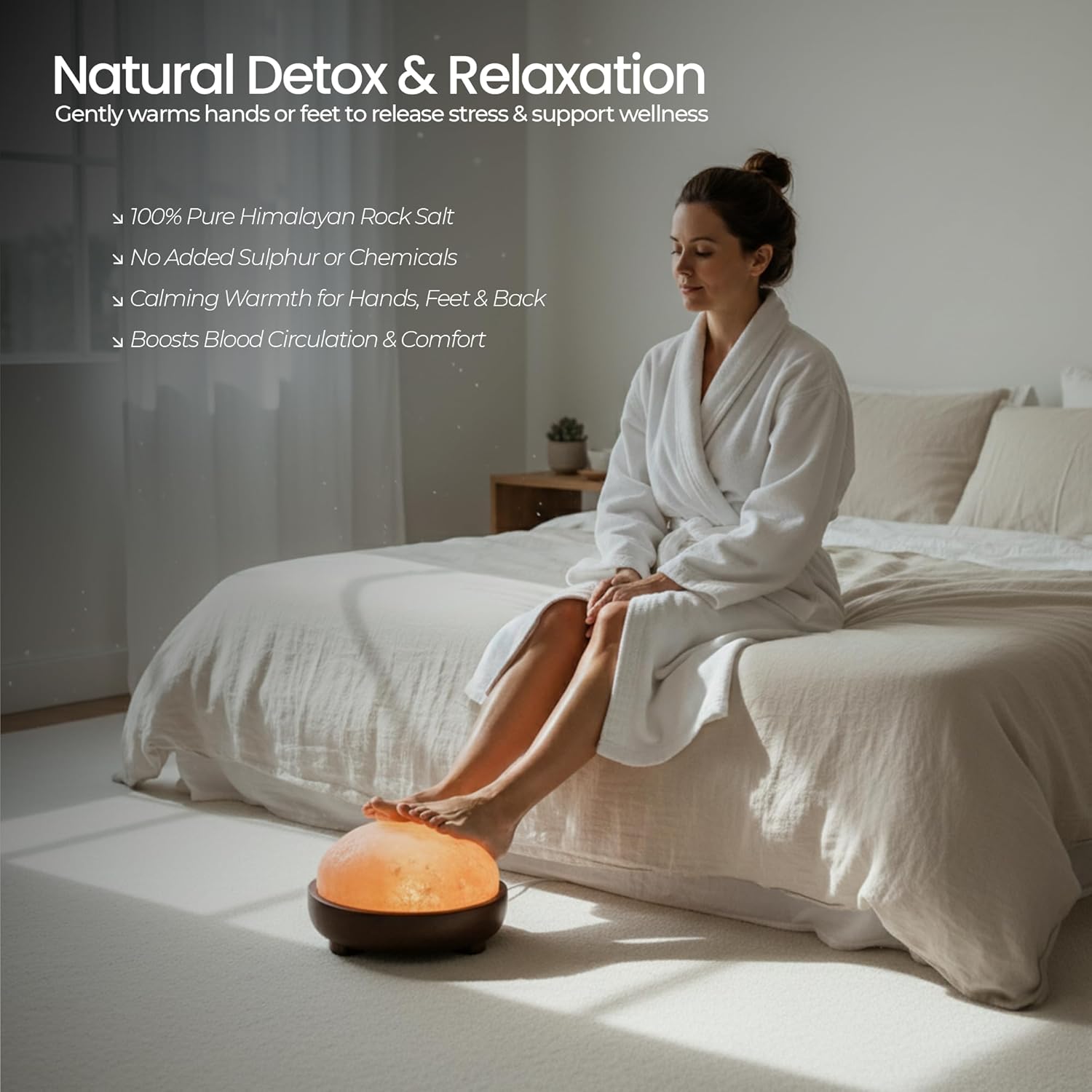 Himalayan Natural Salt Lamp Dome Shape – 8 Inch Detox Lamp for Foot and Hands, with Dimmer Switch, Handcrafted for Relaxation & Wellness