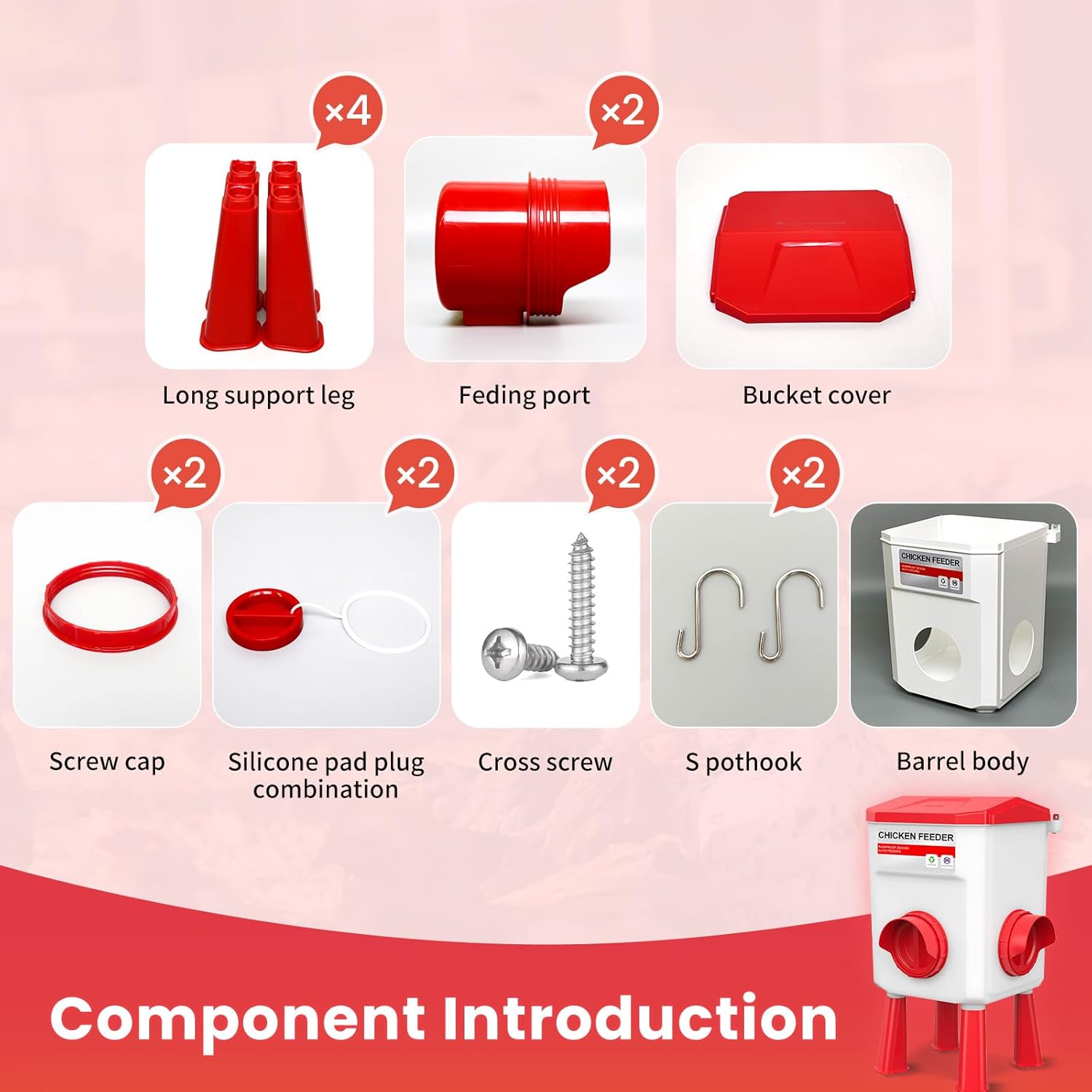 Chicken Feeder, 2 Ports Poultry Feeding