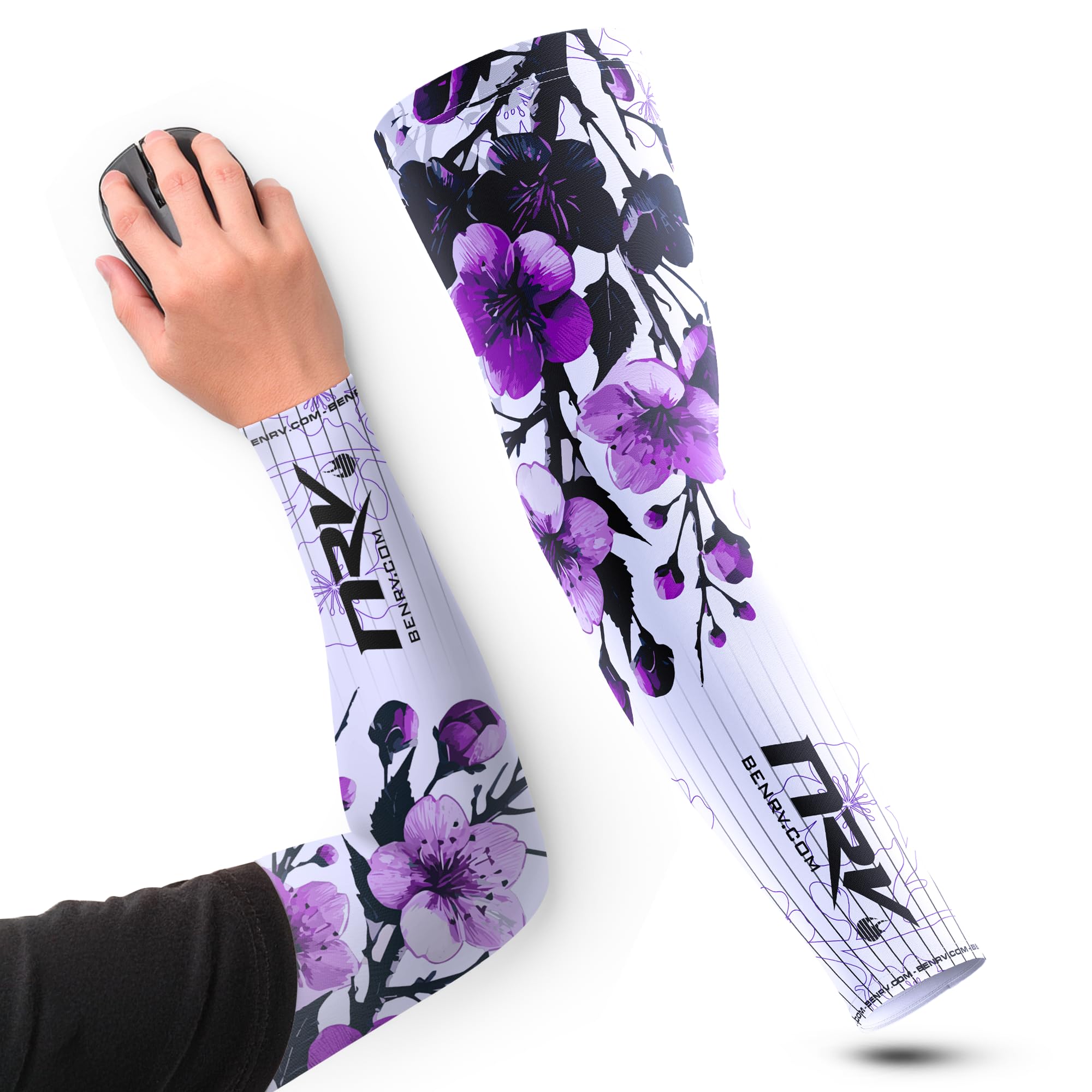 NRV Mankiet do gier Orchid - elegancki rękaw kompresyjny eSport - anty-Friction, oddychający i trwały - wzór kwiatu orchidei